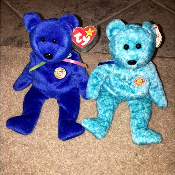 Ty Beanie Babies Clubby the Bear Official Club & Sparkles Bear Baby of the Month - Picture 1 of 9